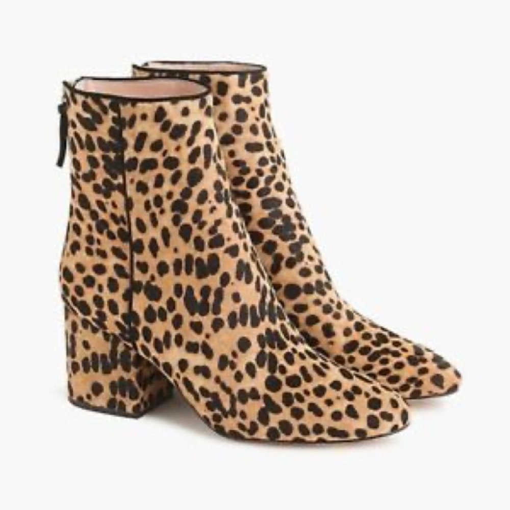 J.Crew Sadie Calf Hair Leopard Block Heel Bootie - Picture 2 of 6